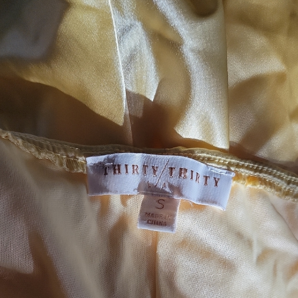 Thirty Thirty Satin Yellow Slip Dress Scalloped Sz Sm - Gem